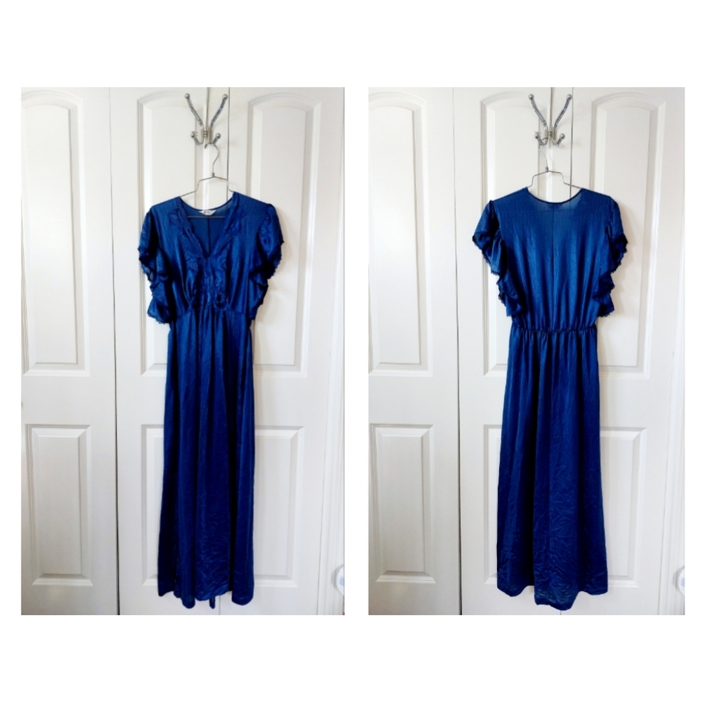 2pc Vintage Blue Nightgown & Robe size Large Henson‎ Kickernick Boudoir - Picture 3 of 10